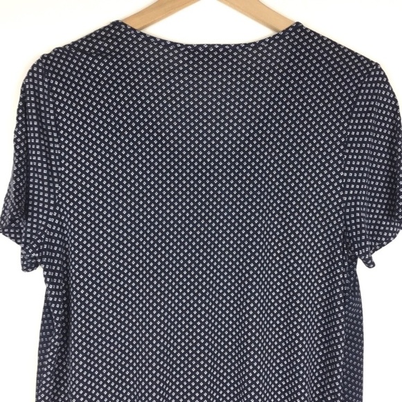 LOFT Top Blouse Dot Short Sleeve Sheer Overlay Classic Minimalist Size Medium - Picture 5 of 8